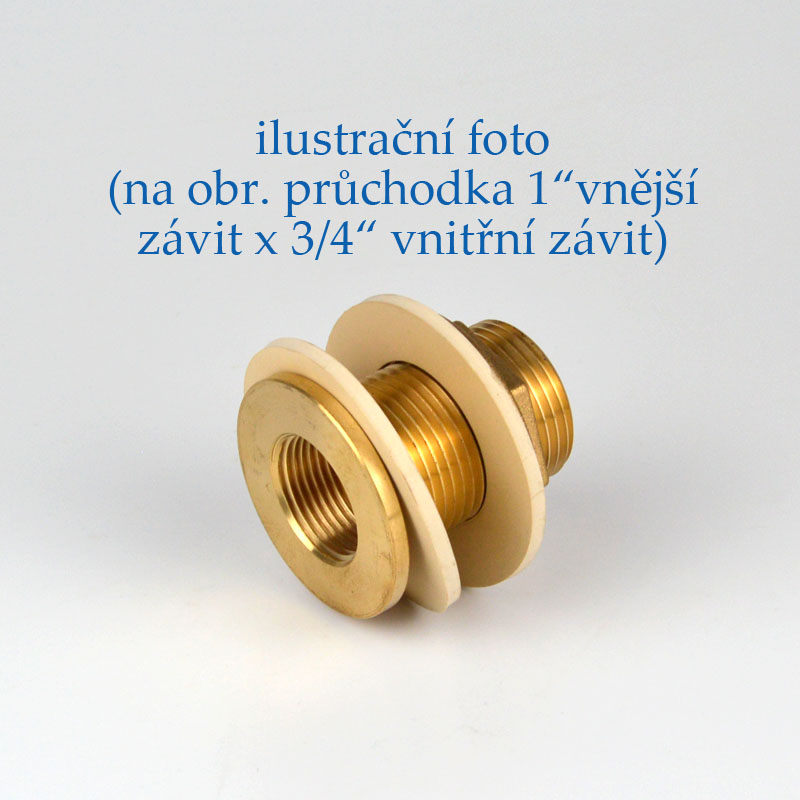 Průchodka k nádrži 1" vně x 3/4" vni mosazná