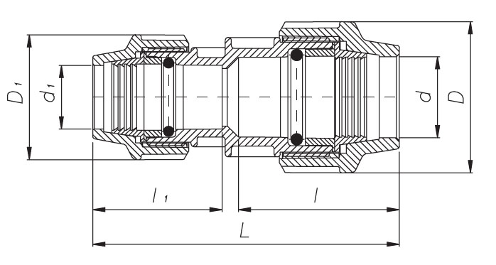 PE spojka přímá redukovaná 40 x 32 plastová 